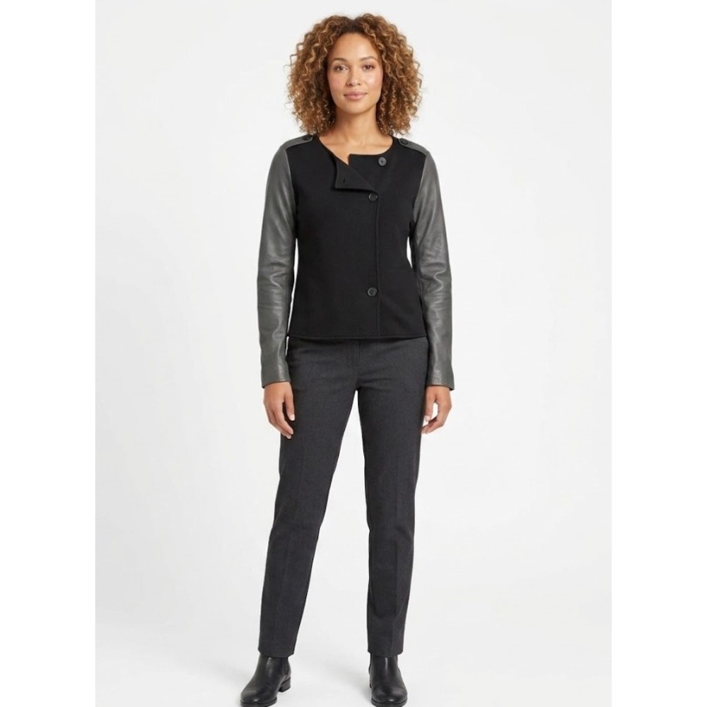 PJK Patterson J. Kincaid‎ Black Stretch Lamb Leather Sleeve Jacket Small